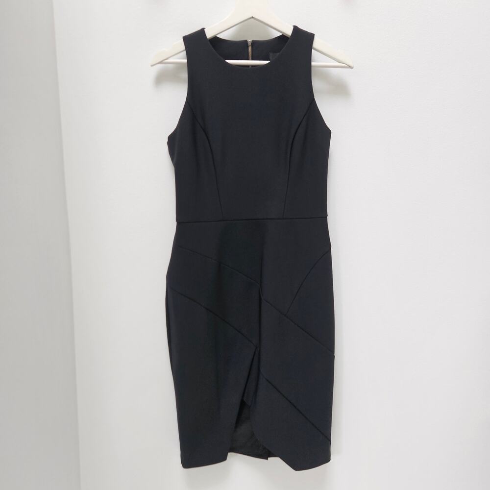 Cue Australia Black Sleeveless Asymmetrical Dress Size 4